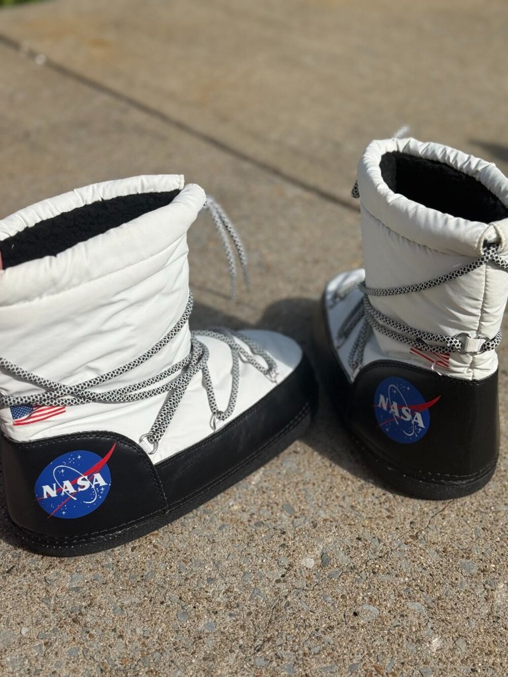 NASA Moon Boots White Black Astronaut Y2K Spacecore Après Ski Snow Boots 4021